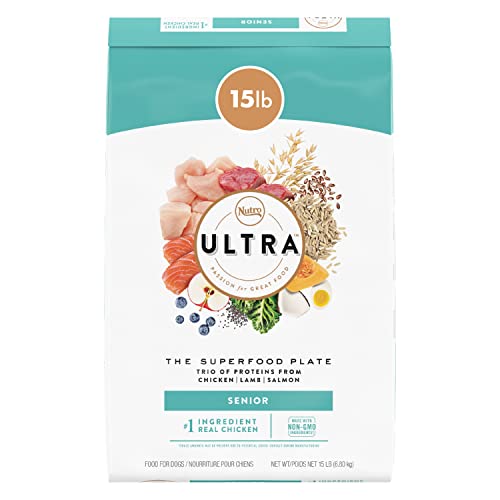 NUTRO ULTRA Senior High Protein Natural Dry Dog Food with a Trio of Proteins from Chicken, Lamb and Salmon, 15 lb. Bag