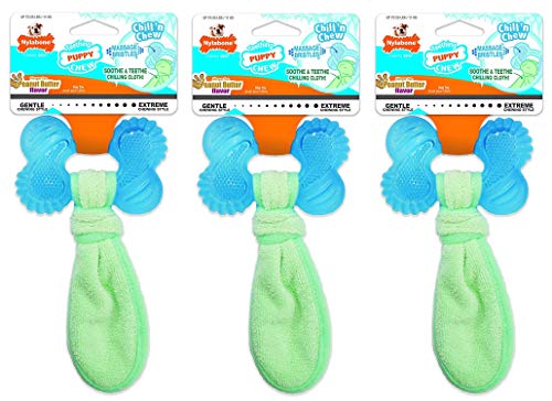Nylabone 3 Pack of Chill 'n Chew Puppy Teething Toys, Small, Allergen-Free Peanut Butter Flavor