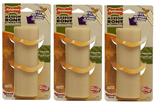 Nylabone 3 Pack of Dura Chew Marrow Bone Alternative Beef Flavor Dog Chew, Large