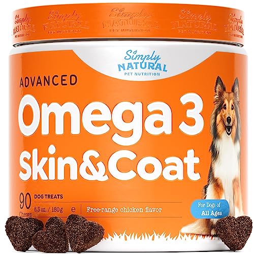 * Omega 3 for Dogs - Omega 3 Fish Oil for Dogs, Shedding Supplement with Salmon Oil for Dogs Skin and Coat, Reduces Itching & Supports Heart Health - 90 Dog Allergy Chews for Itchy Skin