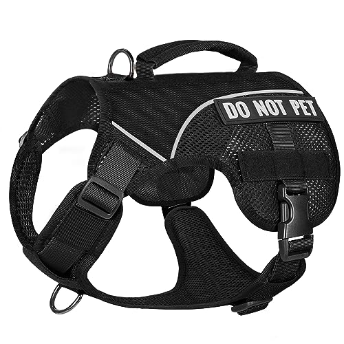 OneTigris No Pull Tactical Dog Harness for Small Medium Dogs, Double Layer Mesh Durable Service Dog Vest Harness COMET'S Tail Training Breathable with Handle