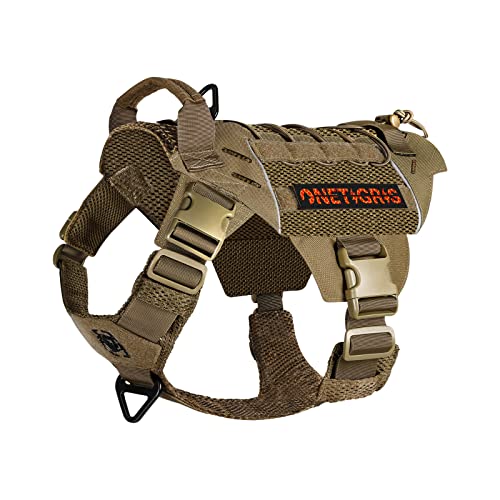 OneTigris Tactical Dog Vest Harness for Medium Dogs No Pull, German Shepherd Mesh Harness X Commander Reflective Military Molle Dog Vest