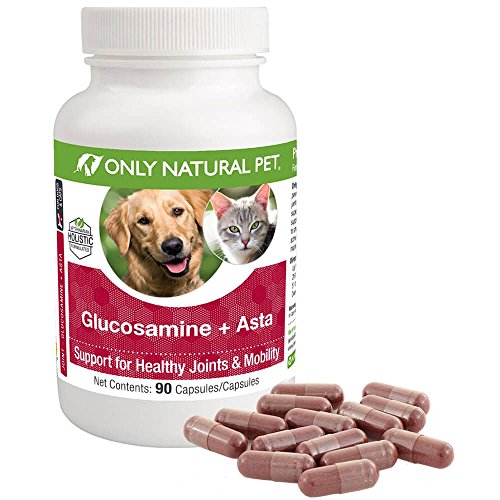 Only Natural Pet Glucosamine + Asta - Joint Supplement for Dogs and Cats - 90 Count - Promotes Joint Health and Also Includes Super Anti-oxidents for Overall pet Health