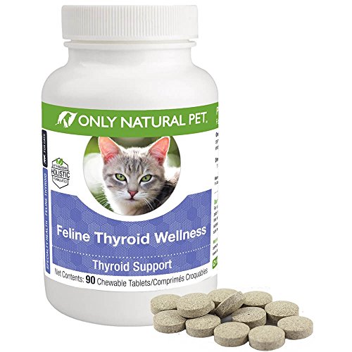 Only Natural Pet Thyroid Support Supplement Holistic Wellness for Cats - 90 Turkey Flavored Chewable Tablets