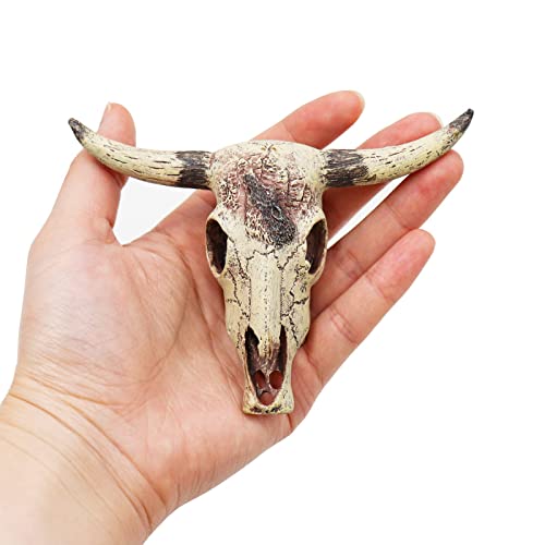 Oooct Bearded Dragon Tank Decor Accessories, Resin Cattle Skull Reptiles Hideouts Decorations, Decor Statue for Fish Aquarium Cave Landscape