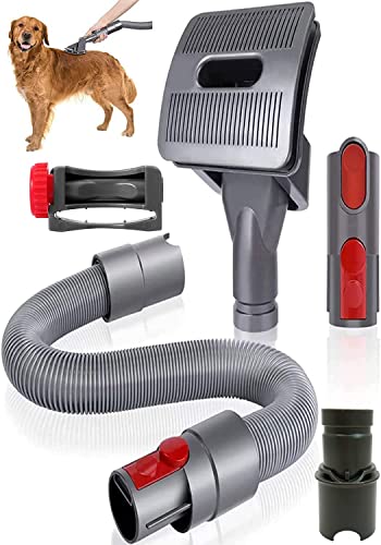 OPODEE Groom Tool Kit for Pet Dogs - Vacuum Attachment Compatible with Dyson V6 V7 V8 V10 V12 V15 & DC Series, with Trigger Lock, Self-Cleaning, Mess Free Dog Brush - Ideal for Long Medium Hair Dog