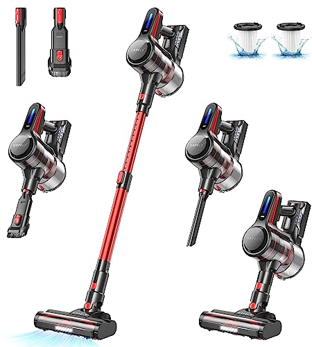 ORFELD Cordless Vacuum Cleaner, Stick Vacuum with Powerful Suction, 40Mins Runtime Rechargeable Vacuum, Anti-Tangle & 1.5L Dust Cup, 6 in 1 Lightweight Vacuum for Hardwood Floor Carpet Pet Hair