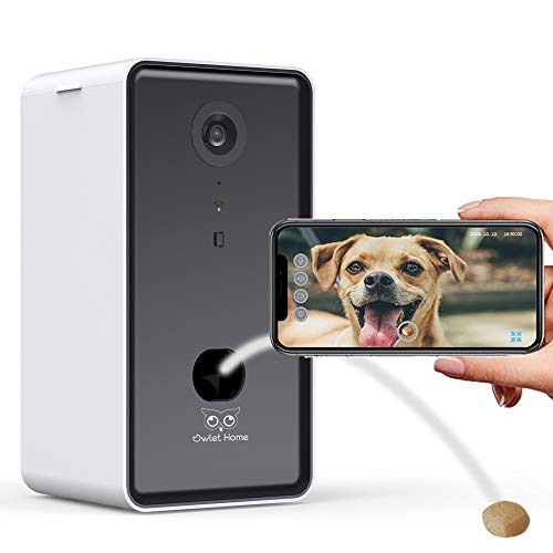 Owlet Home Pet Camera with Treat Dispenser Tossing for Dogs/Cats, Smart Dog/Cat Camera, Free App, 2.4Ghz & 5Ghz WiFi, 1080P Camera, Live Video, Auto Night Vision, 2-Way Audio, Compatible with Alexa