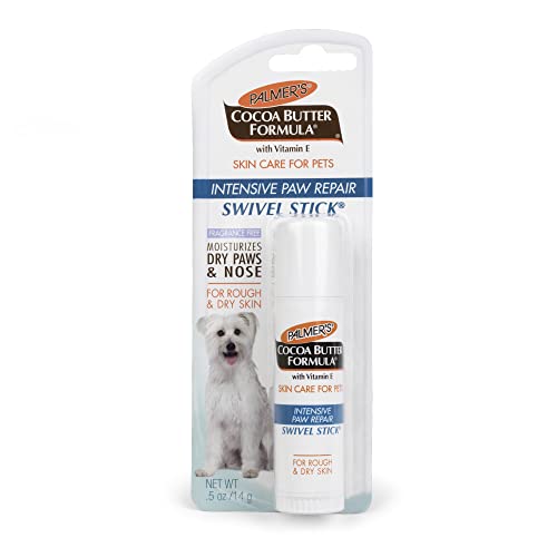 Palmer's for Pets Cocoa Butter Fragrance Free Intensive Paw Repair Swivel Stick for Dogs | Cocoa Butter Paw Balm with Vitamin E, Peppermint Oil and Shea Butter for Rough & Dry Pads -0.5 oz (FF15588)