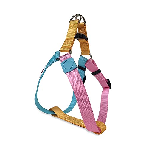 Pawhuggies Tri-Color Harness for Medium Dog, Adjustable Step-in Design No Pull Dog Harness No Pull, Heavy Duty Puppy Harness, Easy Walk Medium Size Dog,M: 3/4''''W x Chest 19''- 25''''