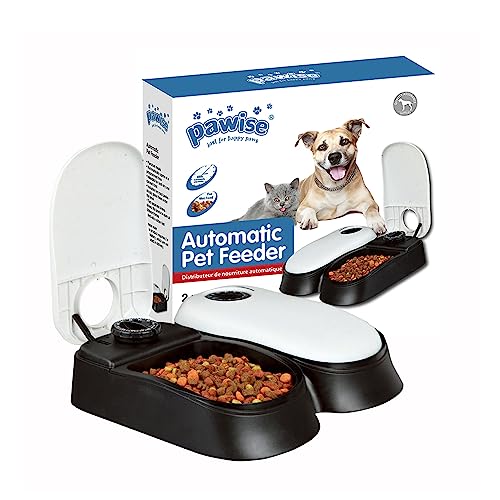 PAWISE Automatic Cat Feeders 2 Meal Automatic Dog Feeder, with 48-Hour Timer,Dog/Cat Food Dispenser 1.5 Cups, Schedule Meal or Treat