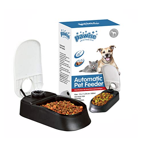 PAWISE Automatic Pet Feeder for Dogs and Cats, 1.5 Cup Food Dispenser Feeder with 48-Hour Timer - Single