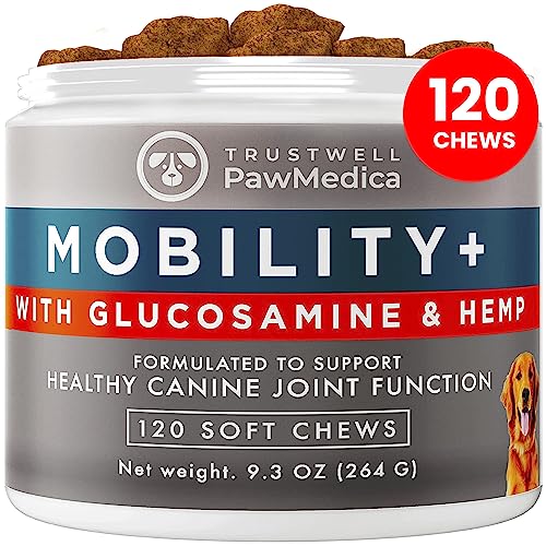 PawMedica Glucosamine for Dogs, Hip & Joint Care Chews for Dogs, Joint Support for Dog Joint Supplements with Hemp Mobility for Dogs, Senior Dog Joint Supplement Large Breed - 120 Dog Hemp Chews