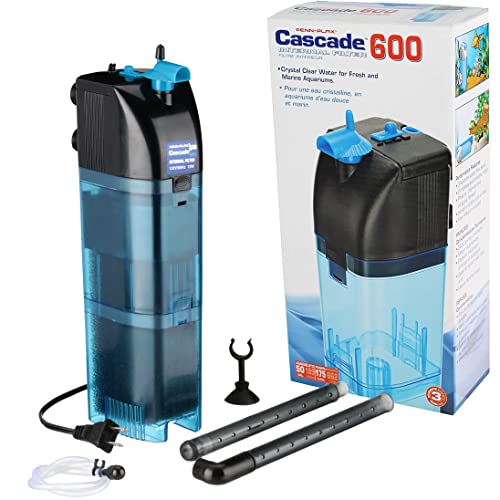 Penn-Plax Cascade 600 Fully Submersible Internal Filter – Provides Physical, Biological, and Chemical Filtration for Aquariums and Turtle Tanks