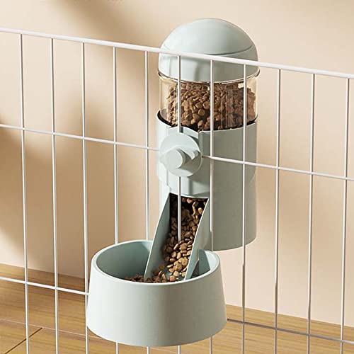 Pet Dog Cat Hanging Automatic Feeders Drinking Bowls 35oz, Auto Gravity Pet Feeder Water Set, Cage Pet Feeding Bowls Dispenser for Cats Dogs Puppy, Rabbit Hamsters Chinchilla Hedgehog (Blue-Food)