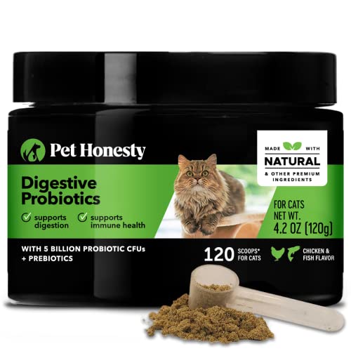 Pet Honesty Digestive Probiotics Max Strength for Cats Supplement - Bowel Support, Probiotic for Cats, Helps Maintain Gut Health, Supports Digestion, Immunity & Overall Health - 120 Scoops