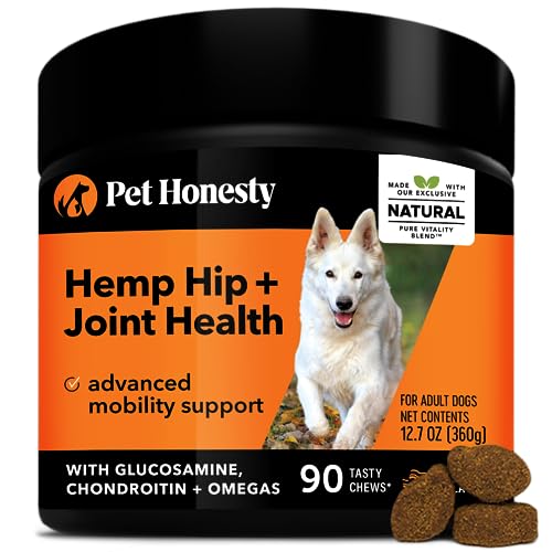 Pet Honesty Hemp Hip & Dog Joint Supplement - Glucosamine for Dogs, Hemp Oil & Hemp Powder, Dog Joint Pain Relief - Turmeric, MSM, Green-Lipped Mussel, Supports Mobility, May Reduce Discomfort (Bacon)