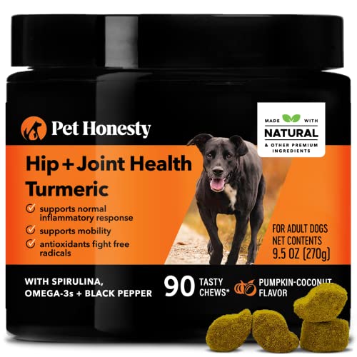 Pet Honesty Turmeric Joint Health for Dogs - Hip & Joint Supplement Soft Chews | Omega-3 Fish Oil, Black Pepper, & Coconut to Support Joint Health, Ease Stiffness - Promotes Digestive & Immune Health