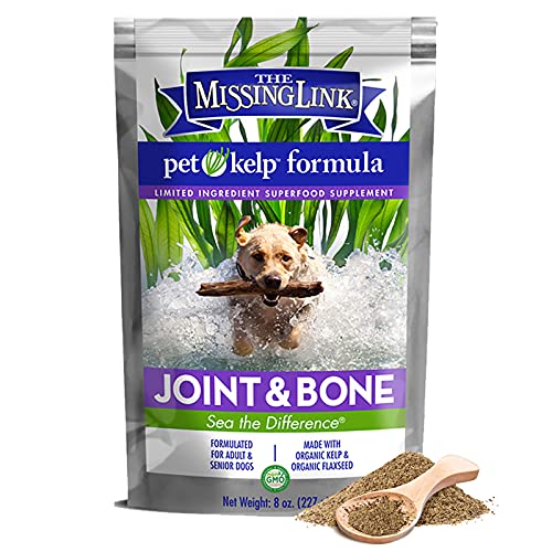 Pet Kelp Joint & Bone Powder Formula, Organic & Limited Ingredient Superfood Supplement, Kelp, Shellfish & Flaxseed, Omegas & Glucosamine Supports Mobility for Adult & Senior Dogs, 8oz