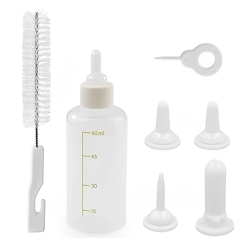 Pet Nursing Bottles kit for Cats and Dogs, Bubble Milk Bowl Silicone Feeding Nipple for Newborn Kittens, Puppies, Rabbits, Small Animals