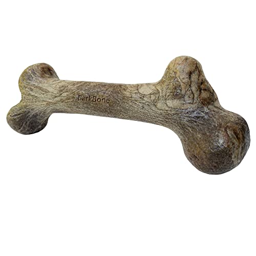 Pet Qwerks Dinosaur BarkBone - Nylon Dog Bone for Aggressive Chewers - Bacon Flavor - 8.5"