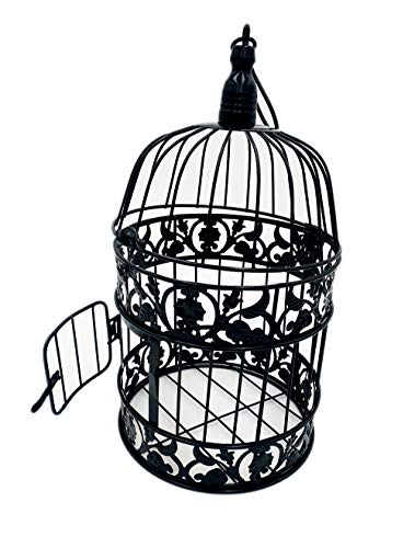 PET SHOW Round Birdcages Wedding Gift Cards Holder Metal Wall Hanging Bird Cage for Small Birds Party Indoor Ourdoor Decoration 10.6“ Black Pack of 1