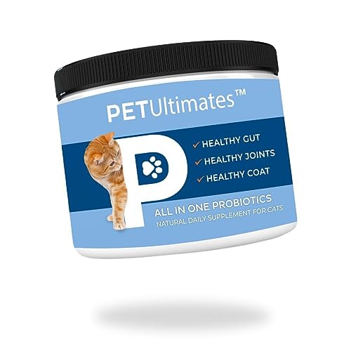 Pet Ultimates Probiotics for Cats – 20-Species Cat Probiotic Powder to Treat Diarrhea, Vomiting, Digestive Support & Cat Antibiotics Recovery – Skin and Coat Supplement for Cats Enhances Vitality– Cat Health Supplies (44 gr)