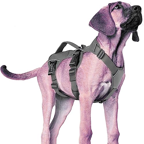 Petartist Escape Proof Harness for Dogs No Slip Dog Vest Harness with Lift Handle for Active Medium and Large Dogs Grey