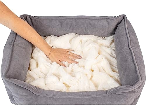 PetFusion Calming Cuddler Dog Bed & Cat Bed | Anti-Anxiety Dog Bed for Small Dogs, Cats | Loose Blanket Promotes Burrowing (Dogs) & Kneading (Cats) | CertiPUR-US Memory Foam | 1 Year Warr