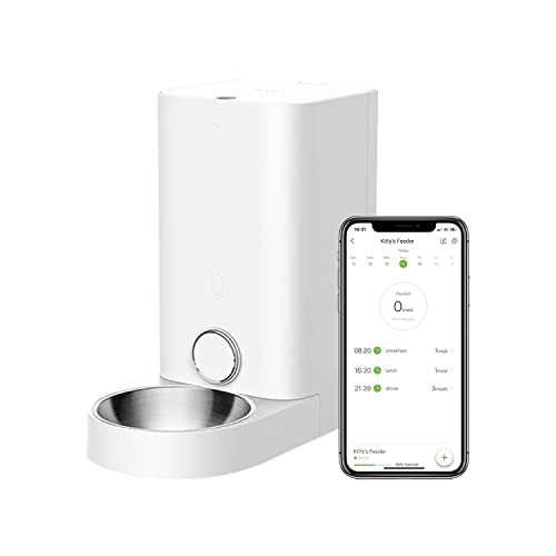 PETKIT Automatic Cat Feeder, 2.4GHz WiFi Automatic Pet Feeder for Cats and Dogs Smart Pet Dry Food Dispenser, Up to 10 Meals per Day, Low Food Reminder, App Control