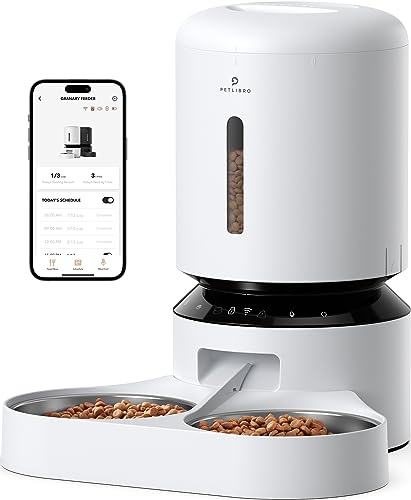 PETLIBRO Automatic Cat Food Dispenser, 5G WiFi Pet Feeder for Two Cats & Dogs with Remote Control, 5L Automatic Cat Feeders with Low Food Sensor, 1-10 Meals Per Day, Up to 10s Meal Call for Pets