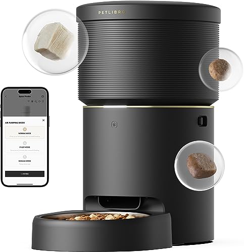 PETLIBRO Vacuum-Sealed Automatic Cat Feeders, 8L/34Cups Automatic Dog Feeder with 5G Wi-Fi, Automatic Cat Food Dispenser for Airtight Storage, Space Pet Feeder with 187mm Large Food Tray, Black