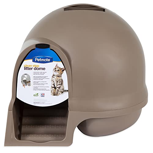 Petmate Booda Clean Step Cat Litter Box Dome (Made in the USA with 95% Recycled Materials)- Titanium, Made in USA