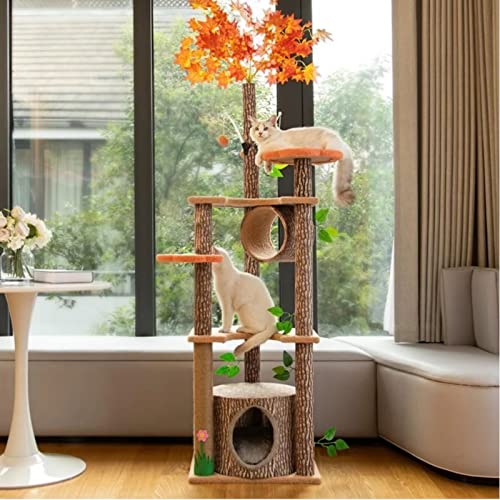 Pets Cat Tree cat Tower for Indoor cat with Leaves,Sisal-Covered Scratching Post and Condo