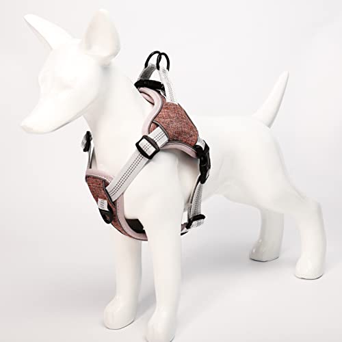 Pet's Merit Dog Harness. Adjustable Soft Padded no-Pull Dog Vest. Luxury Reflective Dogs Harness in Brown Color and Size Small