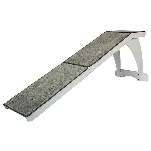 PetSafe CozyUp Bed Ramp - Durable Wooden Frame Supports up to 120 lb - Furniture Grade Wood Pet Ramp with White Finish - High-Traction Carpet Surface - Great for Older Dogs and Cats