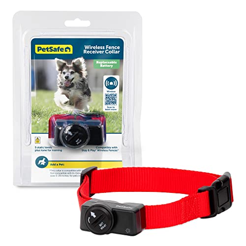 PetSafe Wireless Pet Fence Containment System Receiver Collar Only for Dogs and Cats Over 5 lb., Waterproof with Tone and Static Correction - from The Parent Company of Invisible Fence Brand