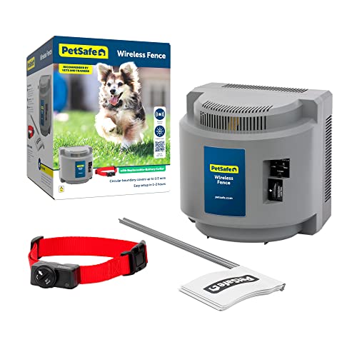 PetSafe Wireless Pet Fence - The Original Wireless Containment System - Covers up to 1/2 Acre for dogs 8lbs+, Tone / Static - America's Safest Wireless Fence From Parent Company INVISIBLE FENCE Brand