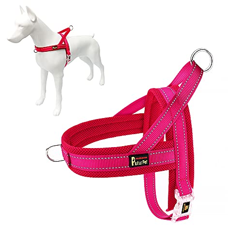 Plutus Pet No Pull Dog Harness with Breathable Mesh Padded, Adjustable Reflective Escape Proof Dog Harness, Quick Fit Dog Vest Harness for Small Medium Large Dogs(M, Pink)