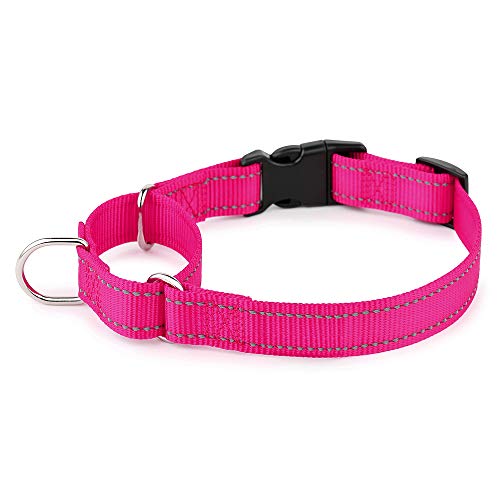 PLUTUS PET Reflective Martingale Collar with Quick Snap Buckle,No Pull Dog Choker Collar for Small Medium Large Dogs,XS,Hot Pink