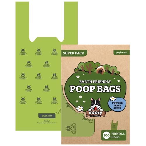 Pogi's Dog Poop Bags with Easy-Tie Handles - 300 Doggy Leak-Proof, Ultra Thick, Scented Poop Bags for Dogs, Cat