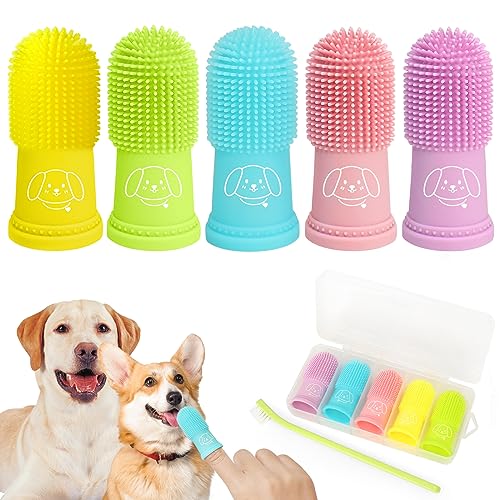 powerfeng Dog Finger Toothbrush for Pet: Puppy Teeth Brushing Kit - Cat & Doggie Dental Cleaning Fingertip Fingerbrush