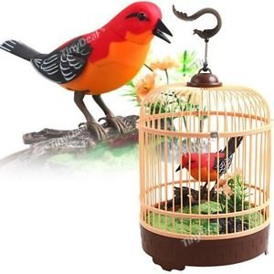 PowerTRC Singing & Chirping Bird in Cage, Realistic Sounds & Movements, Sound Activated Chirp