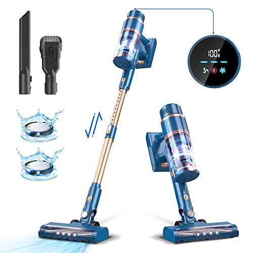 PRETTYCARE Cordless Vacuum Cleaner, 28Kpa Stick Vacuum with Powerful Brushless Motor, LED Touch Display, 45 Mins Long Runtime, Lightweight Vacuum Cleaner for Hard Floor Carpet Pet Hair, P2