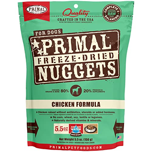 Primal Freeze Dried Dog Food Chicken Nuggets, Complete Meal Healthy Grain Free Raw Dog Food, Crafted in The USA (5.5 oz)