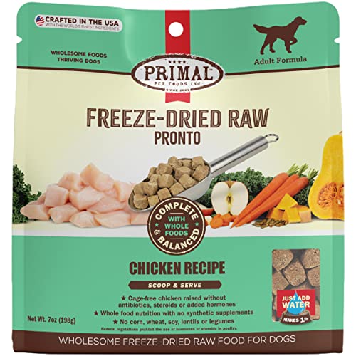 Primal Small Breed Dog Food Pronto Freeze Dried Dog Food, Complete & Balanced Ready to Serve Healthy Grain Free Raw Dog Food (Chicken, 7 oz)