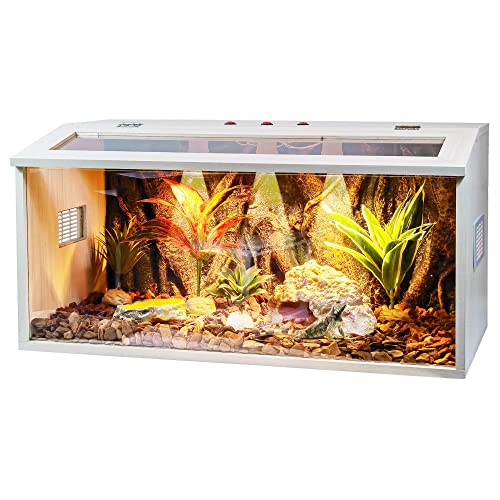 Prolee 68 Gallon Reptile Terrarium Tank 48 Inch Lizard Tank Bearded Dragon Tank with Roof Door, Snake Tank with Built-in Lamp Fixture and Switch, 48" Long 68 Gallon