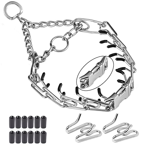 Prong Collars for Small Medium Large Dogs, Dog Pinch Collars, No Pull Stainless Steel Adjustable Dog Training Collar with Quick Release Metal Buckle