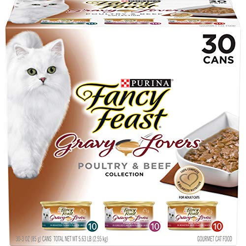 Purina Fancy Feast Gravy Lovers Poultry and Beef Gourmet Wet Cat Food Variety Pack - (30) 3 oz. Cans