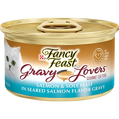 Purina Fancy Feast Gravy Wet Cat Food, Gravy Lovers Salmon & Sole Feast in Seared Salmon Flavor Gravy - 3 oz. Can(Pack of 24)